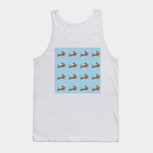 New Year and Christmas dachshund in Santa hat with bones Tank Top